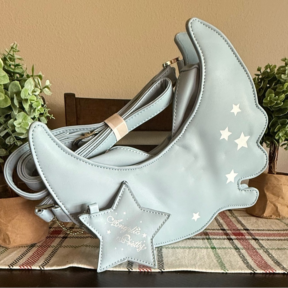 Angelic Pretty Light Blue Moon and Stars Shoulder Bag